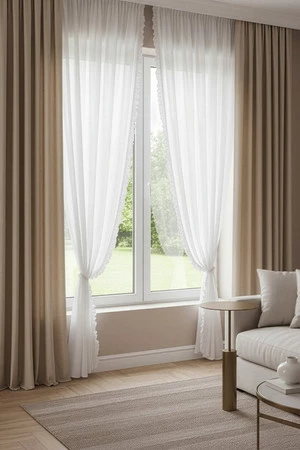 FIRANA GOTOWA ELENA NA TAŚMIE 140 X 270 CM BIAŁY