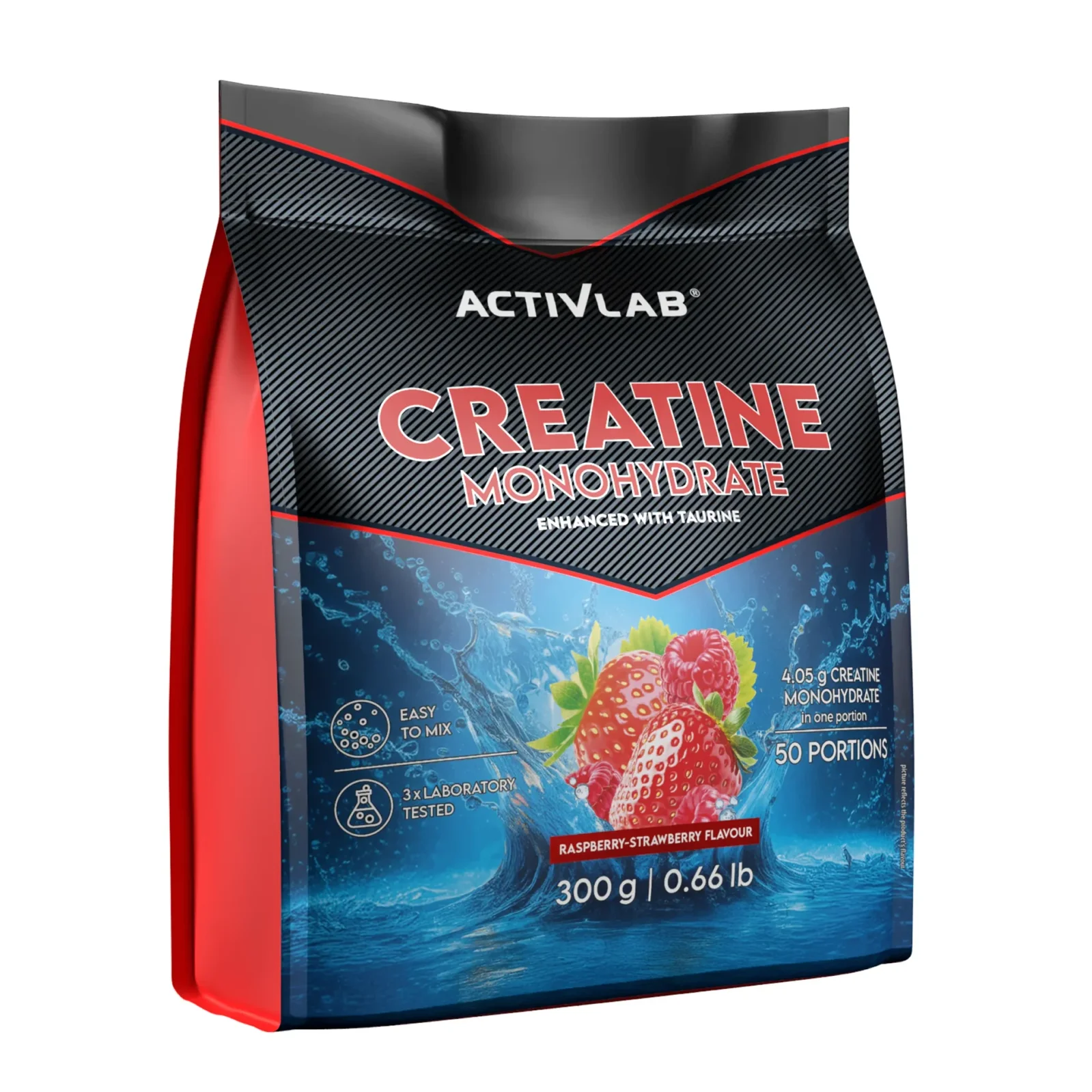 ActivLab Creatine Monohydrate Kreatyna monohydrat 300 g smak malina-truskawka - Nabea.pl