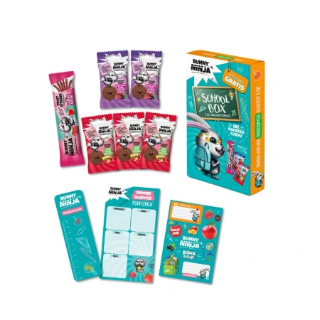 Bunny Ninja School Box owocowe słodycze 93 g zero cukru bezglutenowa