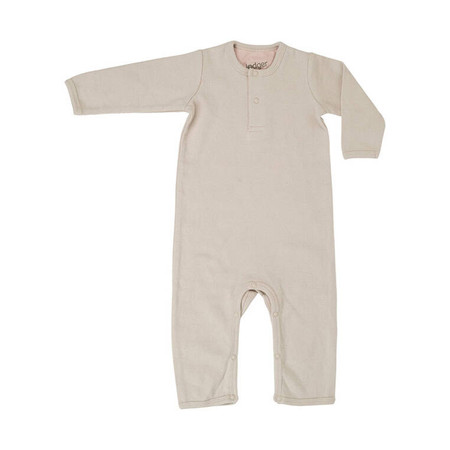 Lodger Pajacyk piżamka niemowlęca bawełniana kremowa Basic Rib Birch r. 56