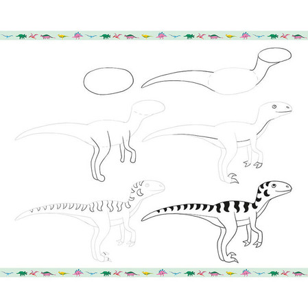 Janod Zestaw kreatywny Rysowanie krok po kroku Dinozaury 20 rysunków 7+