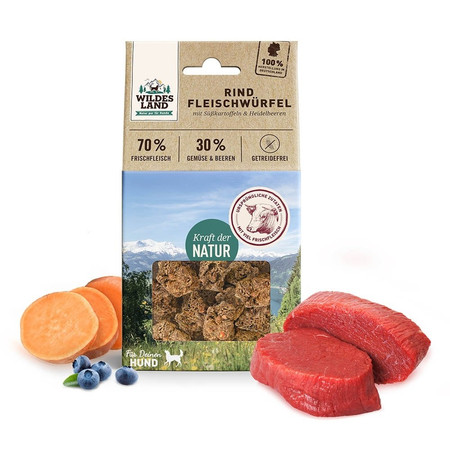 WILDES LAND DOG Fleischwürfel Rind - kostki z mięsa wołowego - przysmaki dla psów (100g)