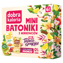 DOBRA KALORIA Mini batoniki z nerkowców mix trzech smaków (6x17g) KUBARA (2 x szarlotka, 2 x babka cytrynowa, 2 x sernik)
