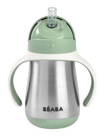 Beaba Bidon niekapek ze słomką termiczny 250 ml Sage green