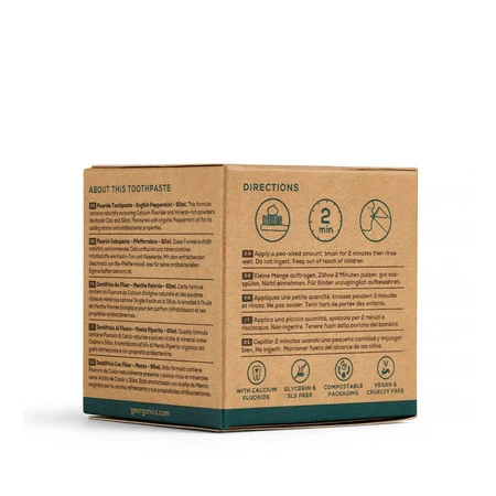 Georganics, Naturalna pasta do zębów w słoiku, z fluorem, do codziennej pielęgnacji, smak mięty pieprzowej, 60 ml