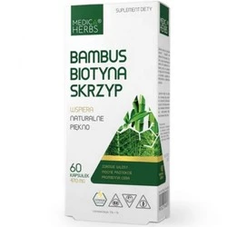 Zestaw: 1x Medica Herbs Bambus Biotyna Skrzyp 60 k., 1x Medica Herbs Kwas Hialuronowy 40 k., i 1x Medica Herbs Kolagen Morski 60 k. 