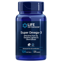 LIFE EXTENSION Super Omega-3 EPA/DHA z Lignanami Sezamowymi i Ekstraktem z Oliwek (120 kaps. miękkich)