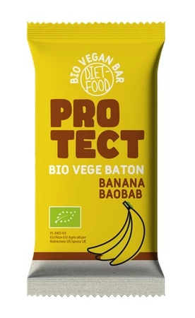 BATON BANANOWY Z BAOBABEM PROTECT BIO 35 g - DIET-FOOD