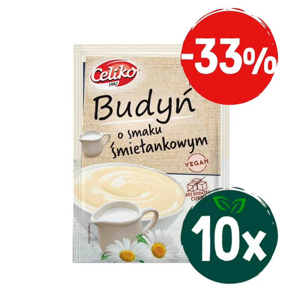 Zestaw: 10x Budyń o smaku śmietankowym bez dodatku cukru 40 g - Nabea.pl