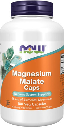 Now Foods Magnez 95 mg (jabłczan magnezu) 180 kaps. vege
