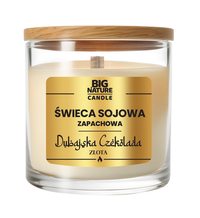 Big Nature Świeca sojowa o zapachu Czekolada dubajska złota 155g