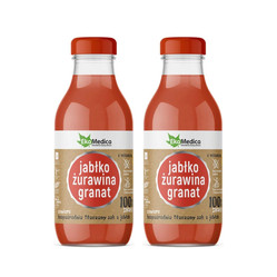 Zestaw: 2x EkaMedica - Sok 100% jabłko - żurawina - granat - 300 ml
