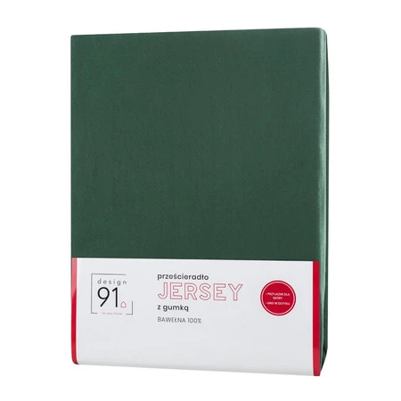 Prześcieradło z gumką, Jersey D91 240 x 220 x 30 cm, Butelkowy Zielony