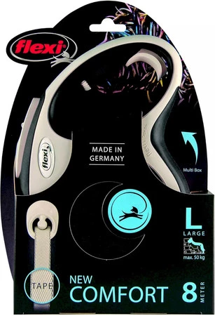FLEXI NEW COMFORT Smycz taśmowa L / 8m czarna