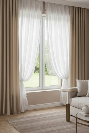 FIRANA GOTOWA ELENA NA TAŚMIE 140 X 270 CM BIAŁY