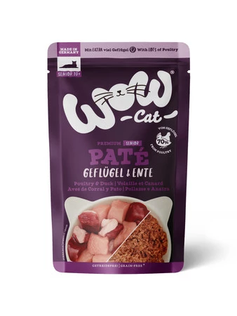 Zestaw 10x WOW CAT Senior Geflugel Ente - drób z kaczką dla kota seniora (125g)