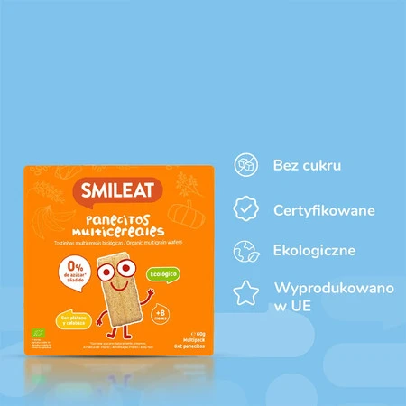 Smileat, BIO Chrupkie pieczywo z bananem i dynią, bez cukru 8m+, 60g