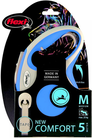 FLEXI NEW COMFORT Smycz taśmowa M / 5m niebieska