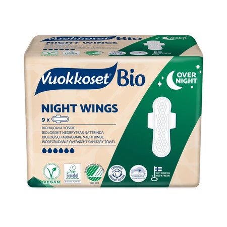  Vuokkoset − 100% BIO Podpaski na noc − 9 szt.
