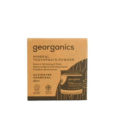 Georganics, Proszek do mycia zębów, do codziennej pielęgnacji, z aktywnym węglem, 60 ml