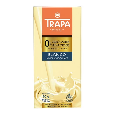 TRAPA Czekolada biała bez dodatku cukru bezglutenowa 90g