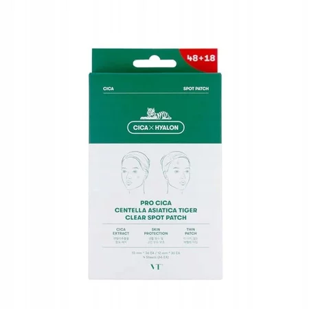 VT Cosmetics Pro Cica Centella Asiatica Tiger Clear Plasterki na wypryski 66szt