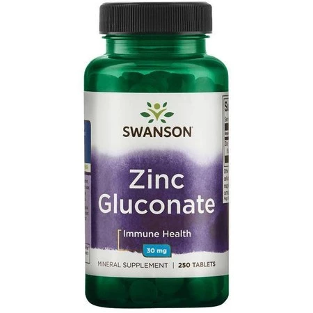 Swanson − Zinc Gluconate, glukonian cynku 30 mg − 250 tabl.