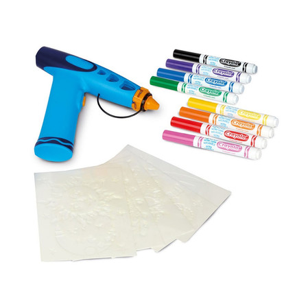 Crayola Aerograf dla dzieci airbrush, 5 szablonów i 8 zmywalnych flamastrów 6+