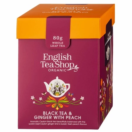 English Tea Shop, Herbata sypana, Black Tea & Ginger with Peach, 80 g