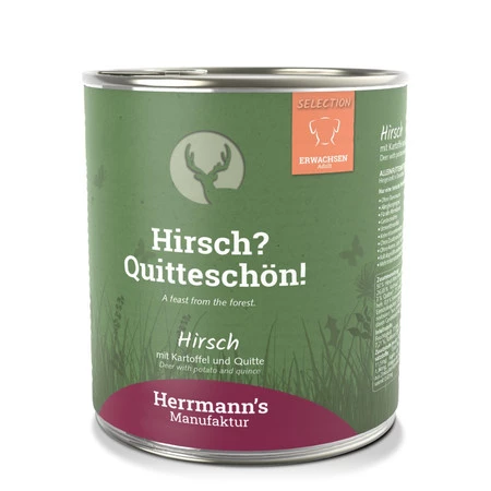 Zestaw 10x HERRMANN'S Selection Dog Hirsch - jeleń z pigwą (800g)