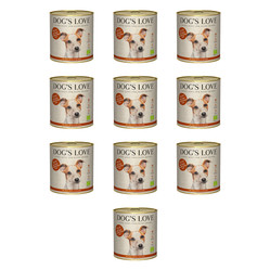 Zestaw 10x DOG'S LOVE BIO RIND - ekologiczna wołowina z ryżem, cukinią i jabłkiem (800g)