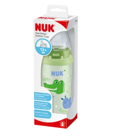 NUK 751290 Kubek ACTIVE CUP 300ml. ustnik silikonowy niekapek 12m-cy. KROKODYL*