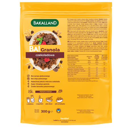 Bakalland BA! Granola czekoladowa 300g pełnoziarnista