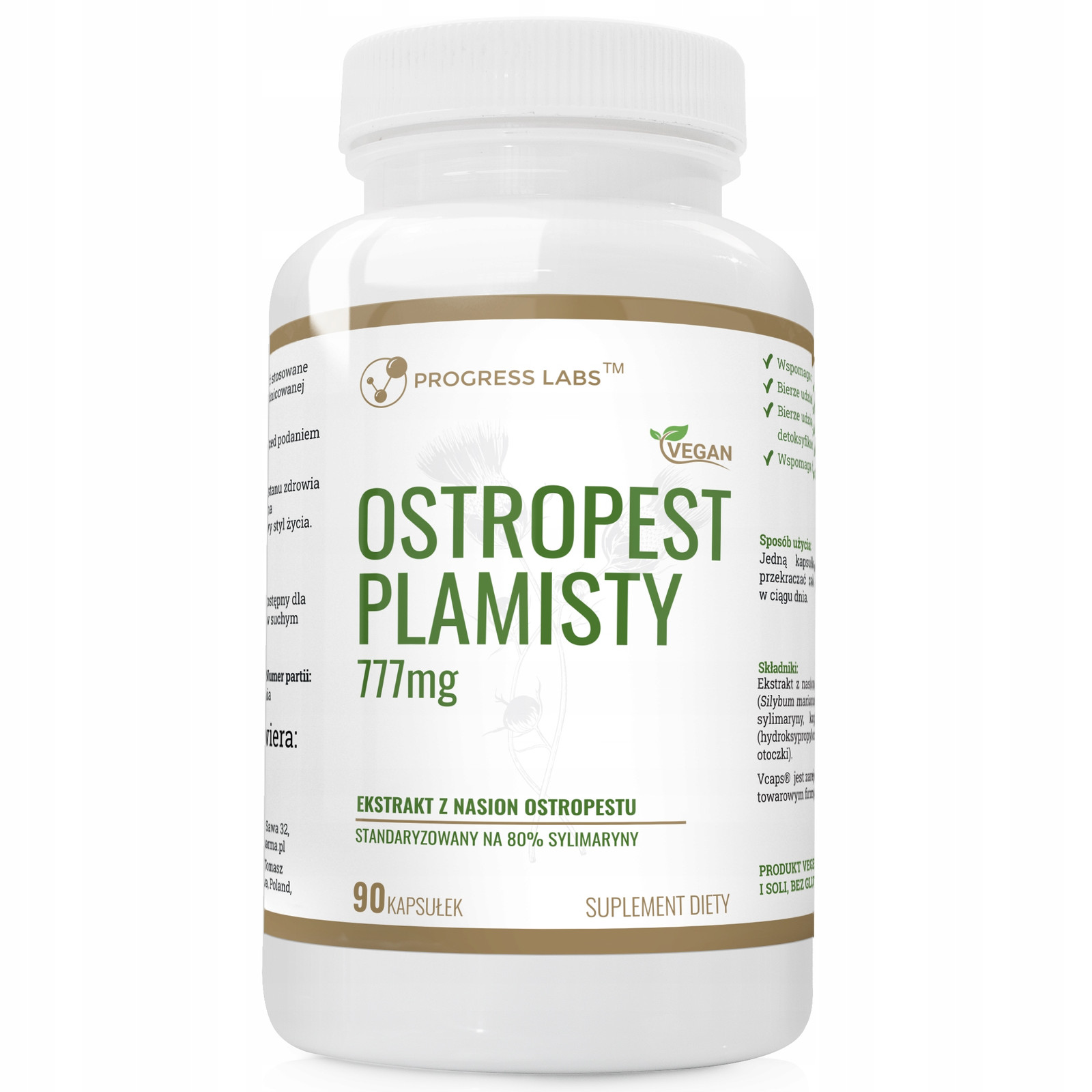 Progress Labs Ostropest Plamisty Exstrakt 80% Sylimaryny 777 Mg 90 kaps. - Nabea.pl