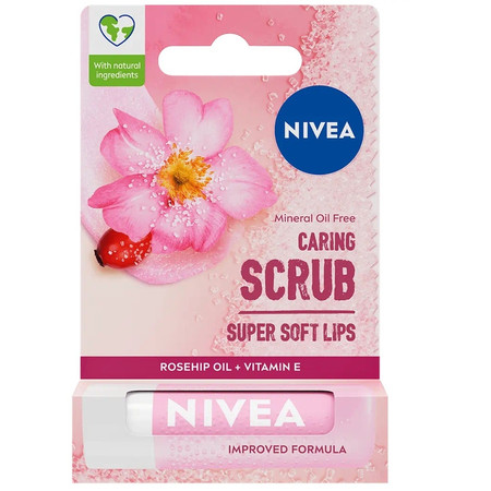 Caring Scrub pielęgnujący peeling do ust Dzika Róża 4.8g