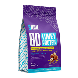 6PAK 80 WHEY PROTEIN odżywka białkowa WPC 908 g smak orzech