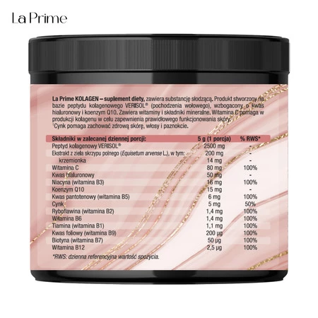 Primabiotic La Prime kolagen na wsparcie pięknej skóry 150 g smak malina z nutą cytryny