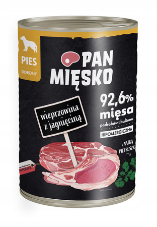 Pan Mięsko Wieprzowina z jagnięciną - Karma mokra dla psa - 400g