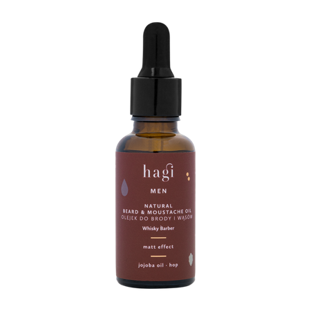 Hagi Men - Naturalny olejek do brody i wąsów mat Whisky Barber 30ml