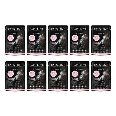 Zestaw 10x CAT'S LOVE Junior chicken - kurczak w naturalnej galaretce (85g)