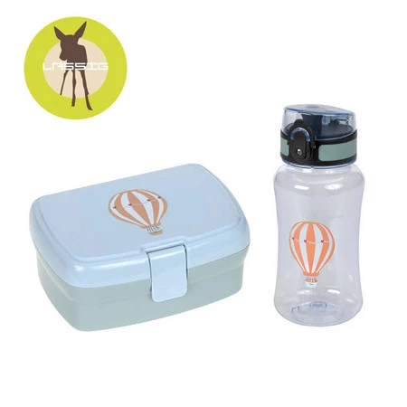 Lassig Zestaw śniadaniowy na lunch Lunchbox + Tritanowa butelka - bidon 460 ml Tiny Drivers Balon
