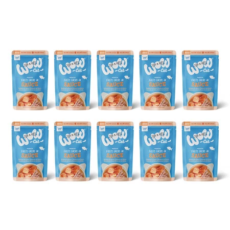 Zestaw 10x WOW CAT Lachs in sauce - filety łososia w sosie (85g)