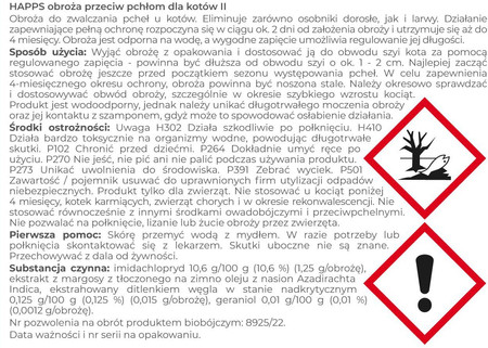 BROS HAPPS - obroża przeciw pchłom dla kotów 35cm