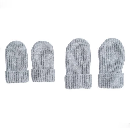 Lodger Rękawiczki niemowlęce z wełny merino 100% szare Drizzle 0-12 m