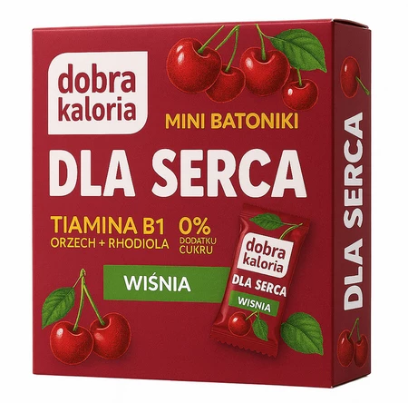 DOBRA KALORIA Mini batoniki DLA SERCA wiśnia + tiamina, magnez, rhodiola 6x17g KUBARA
