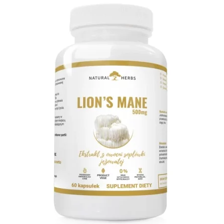 Natural Herbs Lion'S Mane 500 Mg Ekstrakt Z Owocni Soplówki Jeżowatej 60 kaps.
