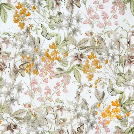 Pościel bawełniana PAULA biała z wzorem kwiatów polnych 160X200 70X80/X2