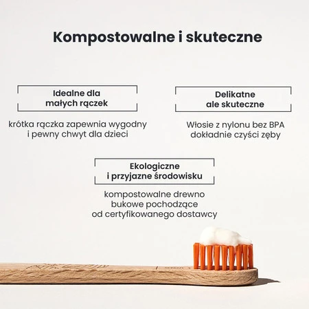 Georganics, GeoKids, Szczoteczka do zębów z drzewa bukowego, dla dzieci