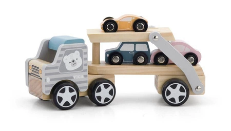Viga Toys − PolarB, drewniana laweta z samochodzikami 
