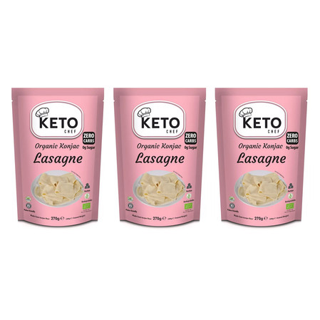 Zestaw 3x MAKARON (KONJAC) TYPU NOODLE LASAGNE BEZGLUTENOWY BIO 270 g (200 g) - KETO CHEF (BETTER THAN FOODS)